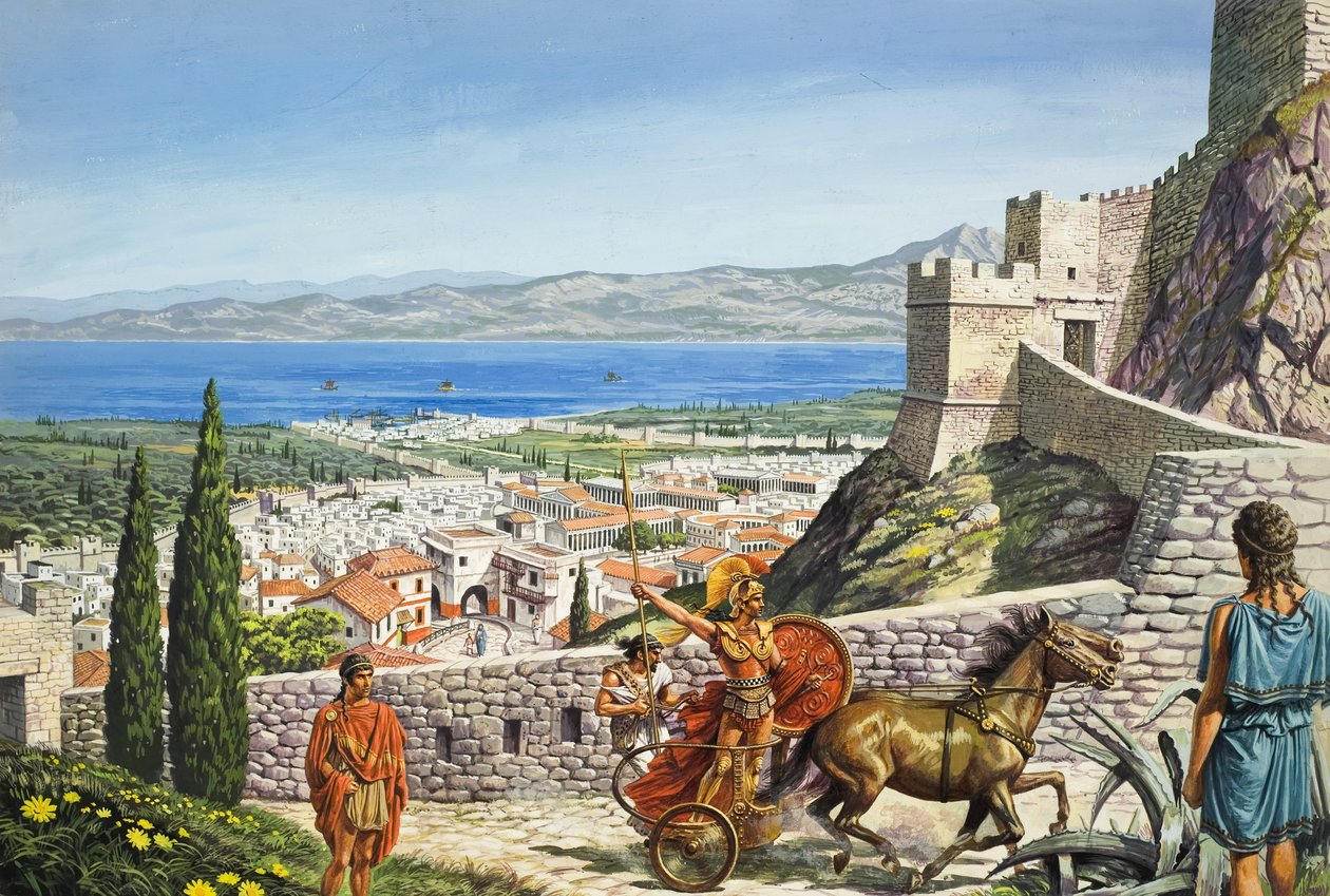 Corinto - Ciudadela en la encrucijada (gouache sobre papel) de Roger Payne