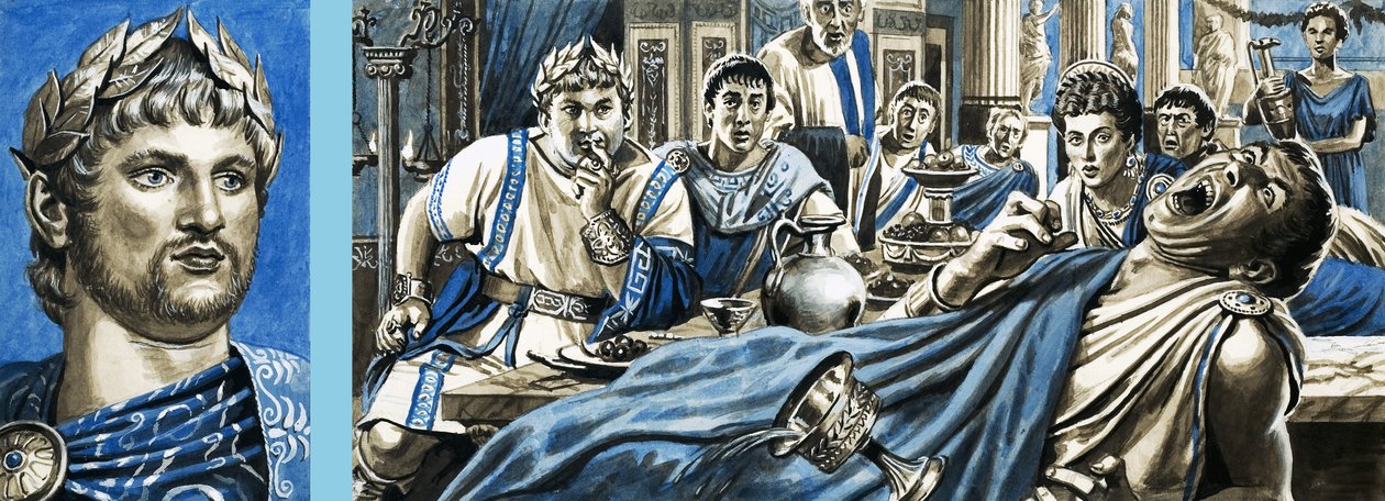 Retrato de Nerón y Nerón observando la muerte de Británico de Roger Payne