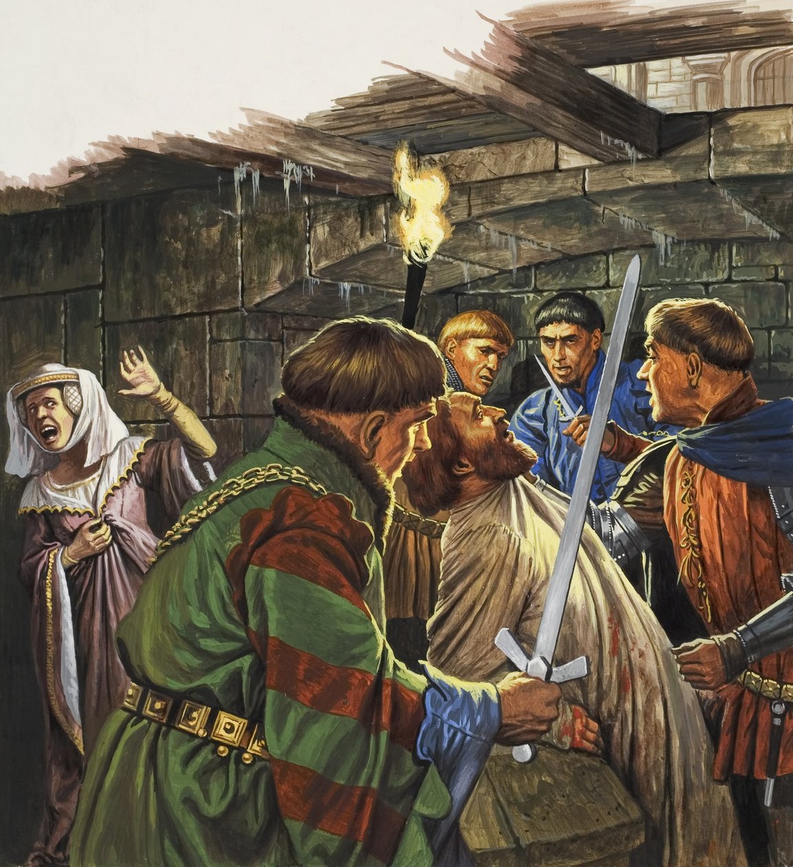 La caza de Jacobo I de Escocia (1394-1437) (gouache sobre papel) de Roger Payne