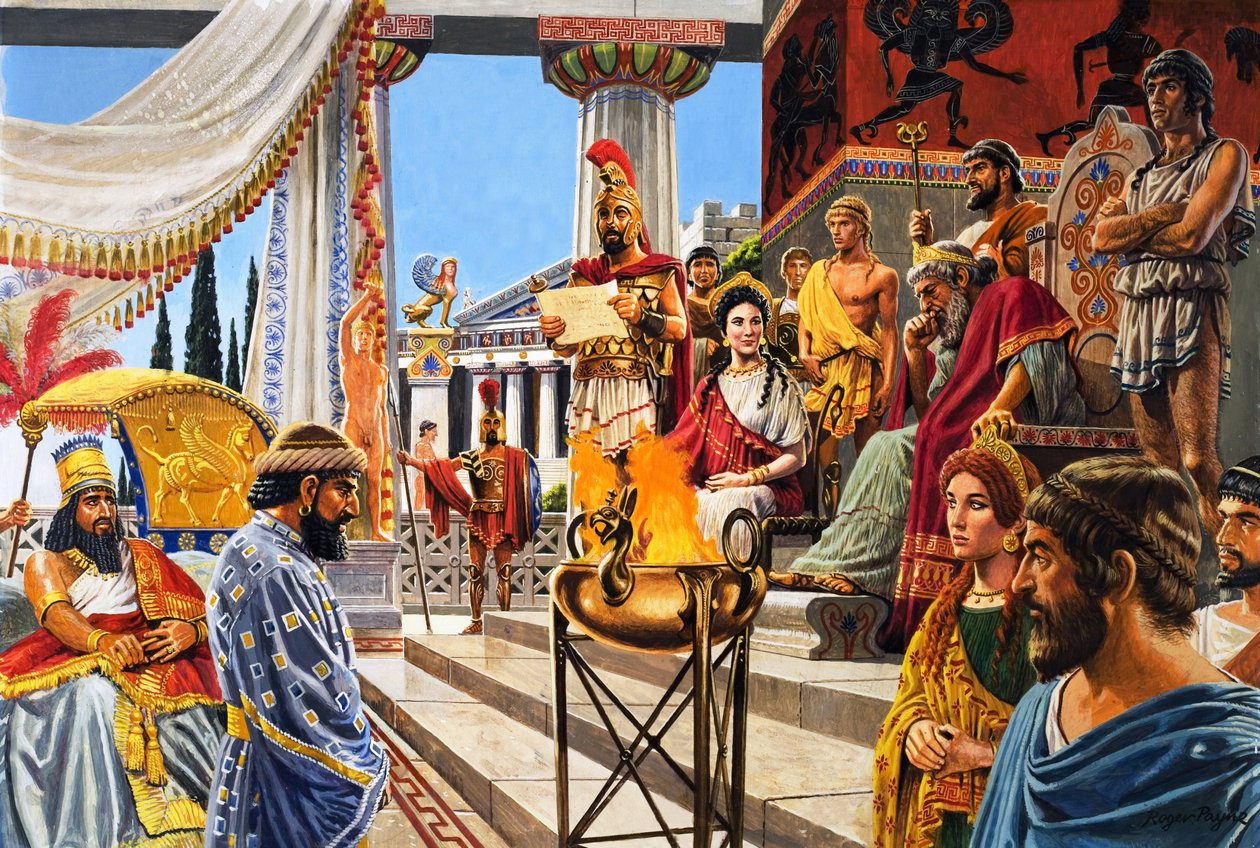 La ciudad traidora, Tebas, de "La Edad de Oro" (gouache sobre papel) de Roger Payne