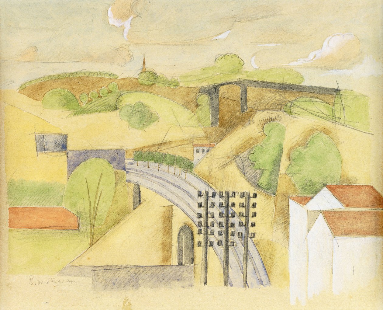 Estudio para el viaducto de Meulan, 1912 de Roger de La Fresnaye
