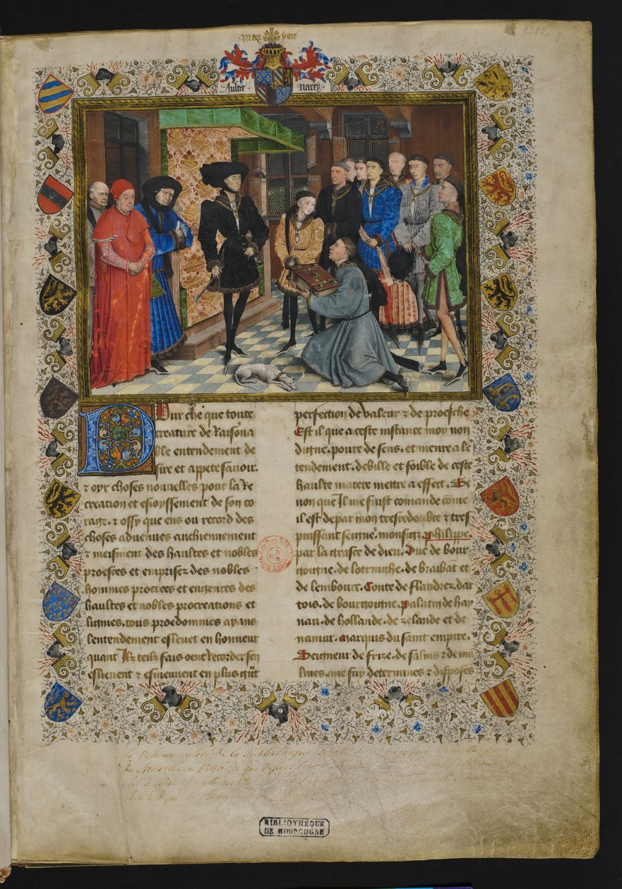 Jacques de Guise, Crónicas de Hainaut, frontispicio de Rogier van der Weyden