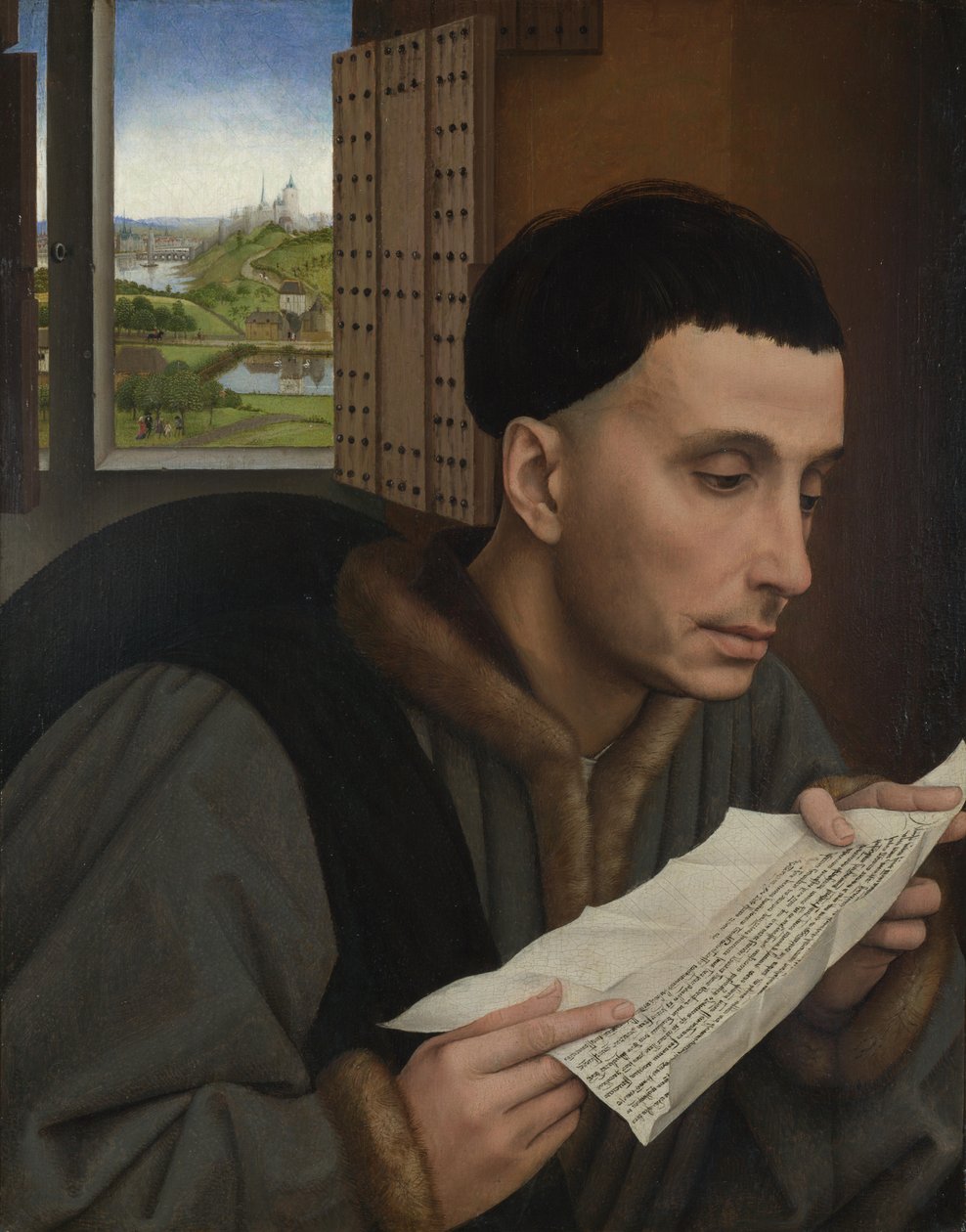 Un Hombre Leyendo (¿San Ivo?) de Rogier van der (workshop of) Weyden