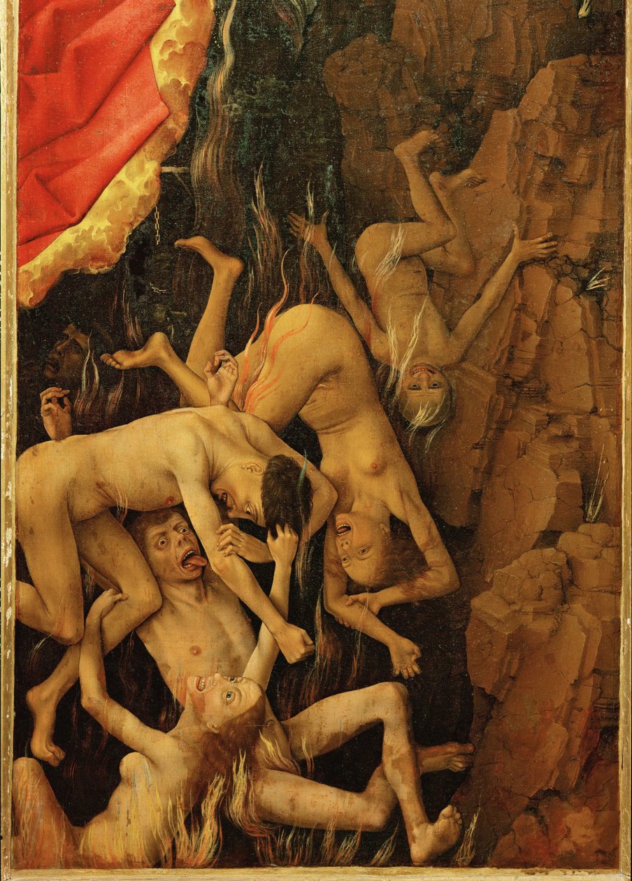 Altar del Juicio Final: Los condenados se precipitan al infierno de Rogier van der Weyden