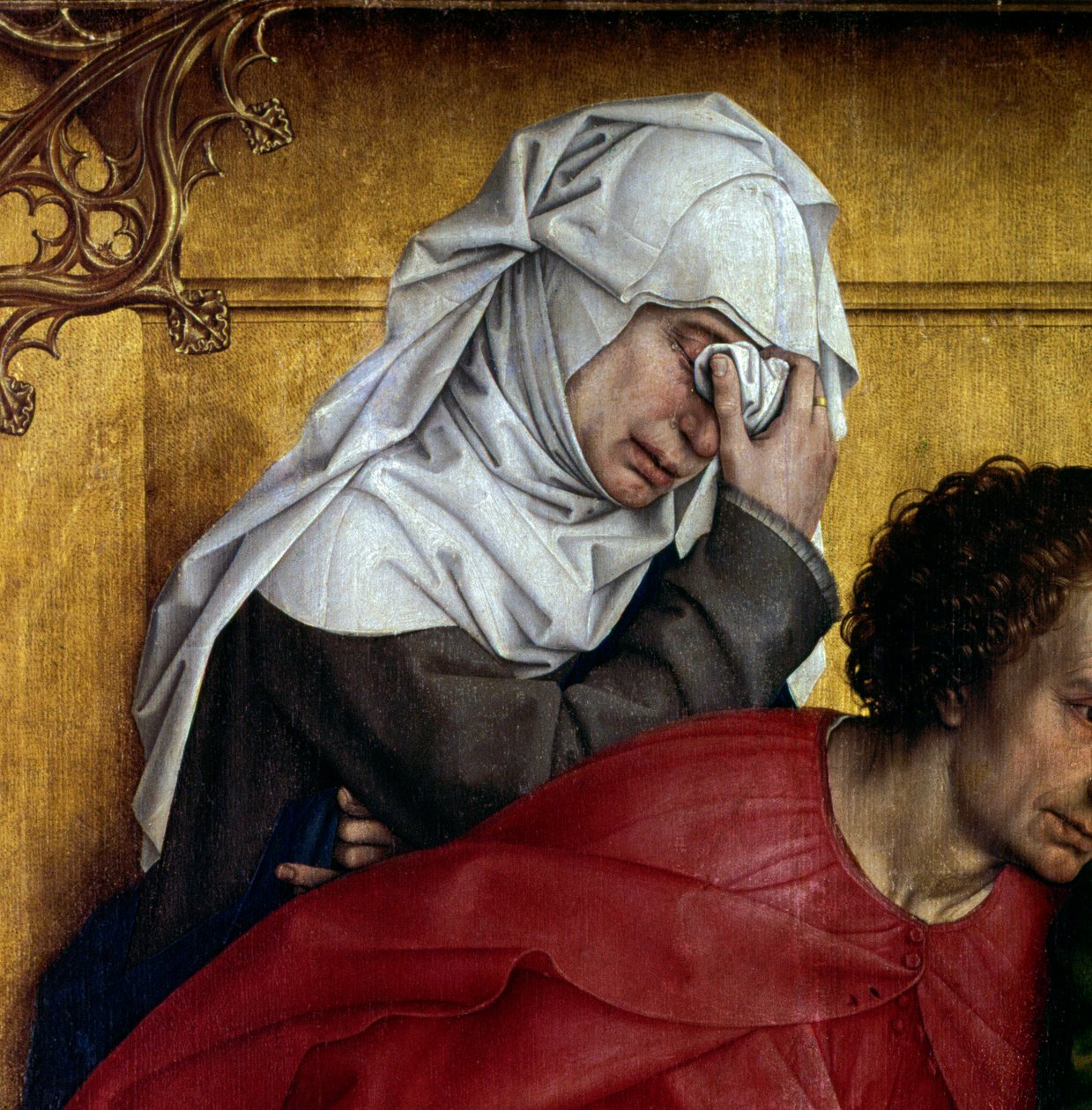 Deposición o descenso de la cruz. (detalle). Retablo de Rogier (Roger) Van Der Weyden (1400-1464) 1435. Madrid, Museo del Prado de Rogier van der Weyden