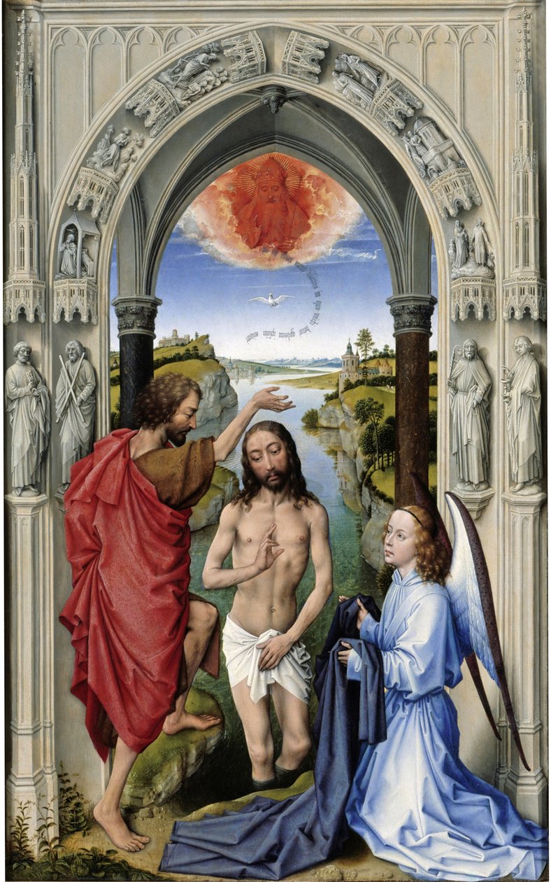 El Bautismo de Cristo El Altar de San Juan, panel central, ca. 1455 de Rogier van der Weyden