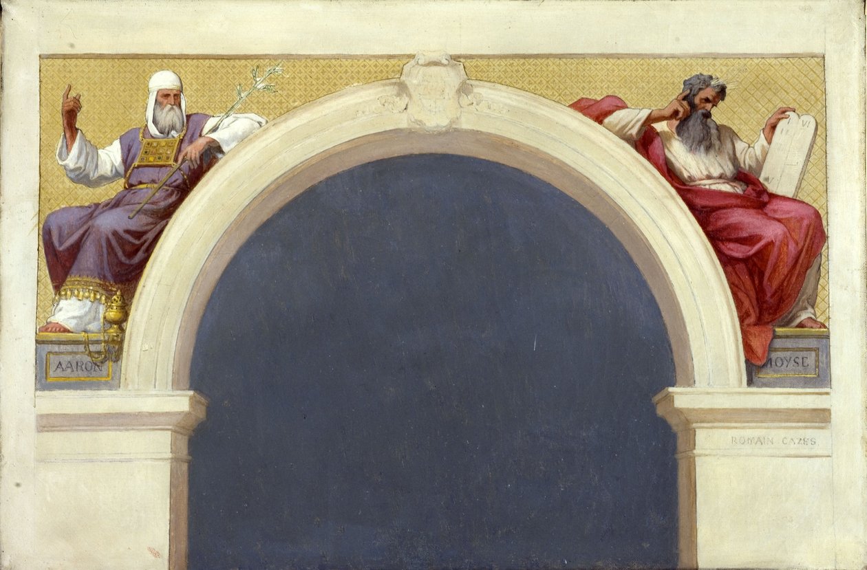 Boceto para la iglesia Saint-François-Xavier: Moisés y Aarón, entre 1874 y 1876 (óleo sobre lienzo) de Romain Cazes