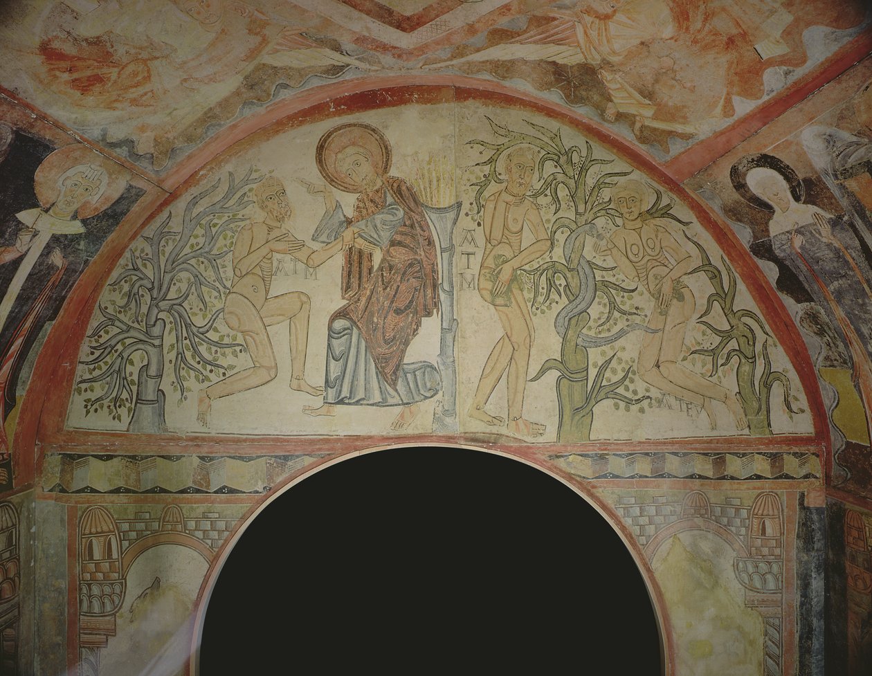 Adán y Eva, de una capilla romana reconstruida de Roman