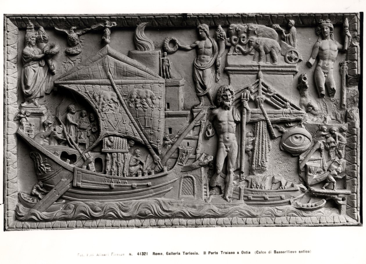 Llegada de un barco en el Puerto de Trajano, Ostia, c.200 d.C. de Roman
