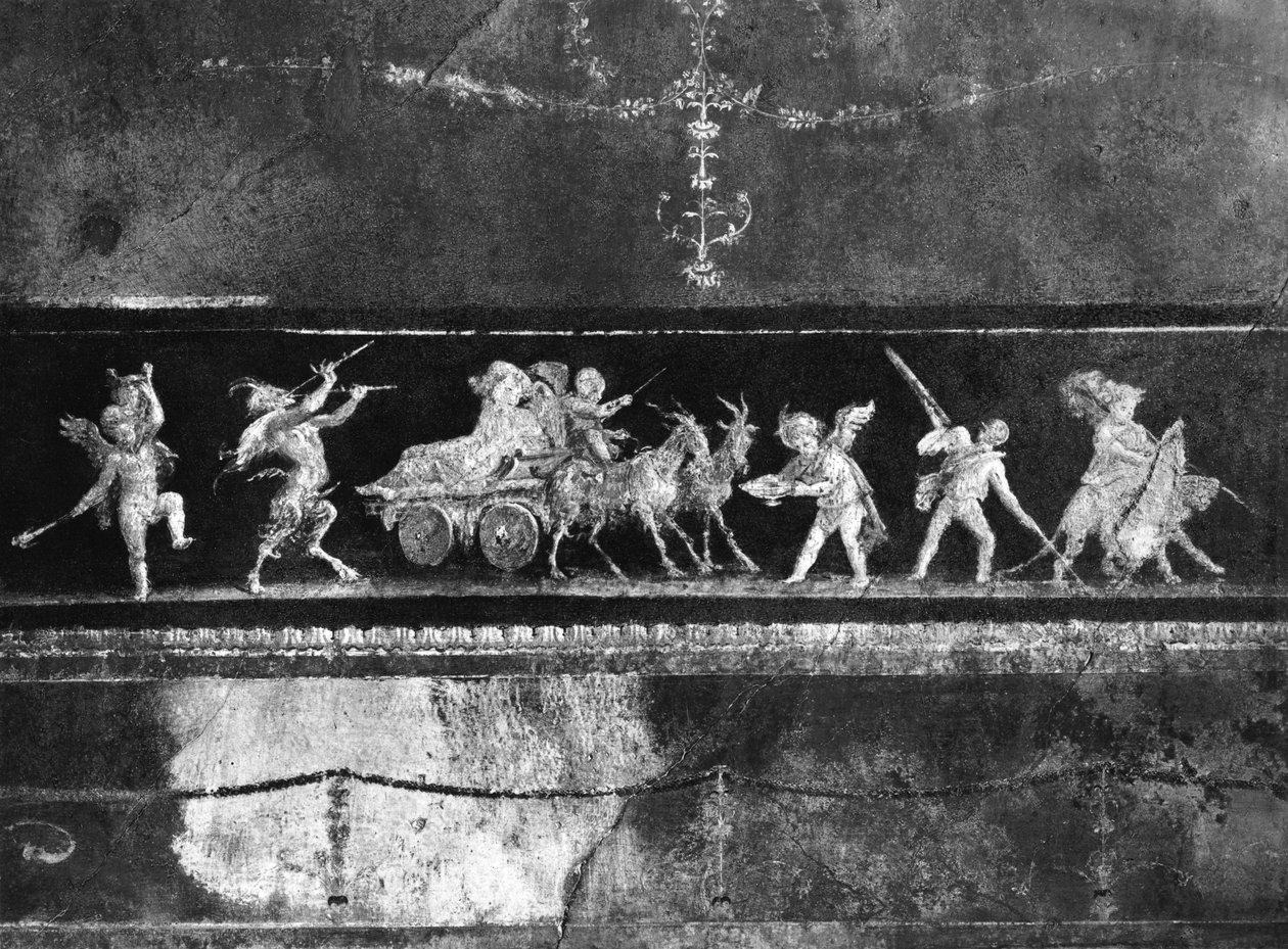 Procesión Bacchica de Querubines, Friso del Oecus de la Casa de los Vettii, c.50-79 d.C. de Roman
