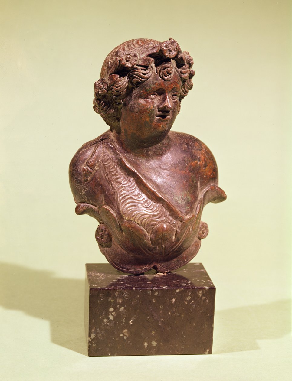 Busto de Baco, ornamento de una cama (bronce) de Roman