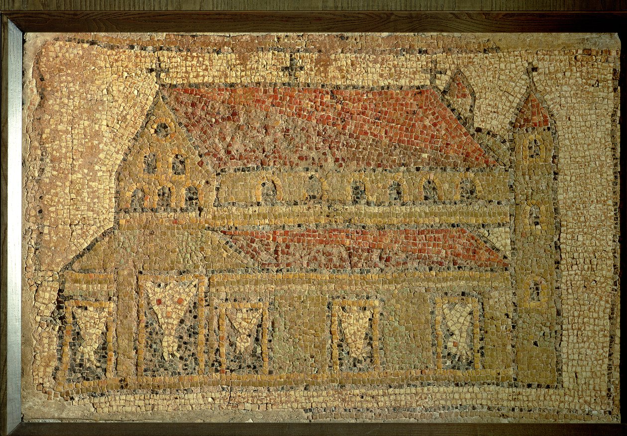 Basílica cristiana, pavimento de mosaico, período romano, segunda mitad del siglo V d.C. de Roman
