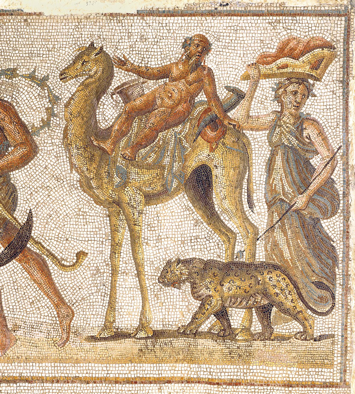 Procesión Dionisíaca, de El-Jem Thysdrus (detalle) de Sileno Montando un Camello de Roman