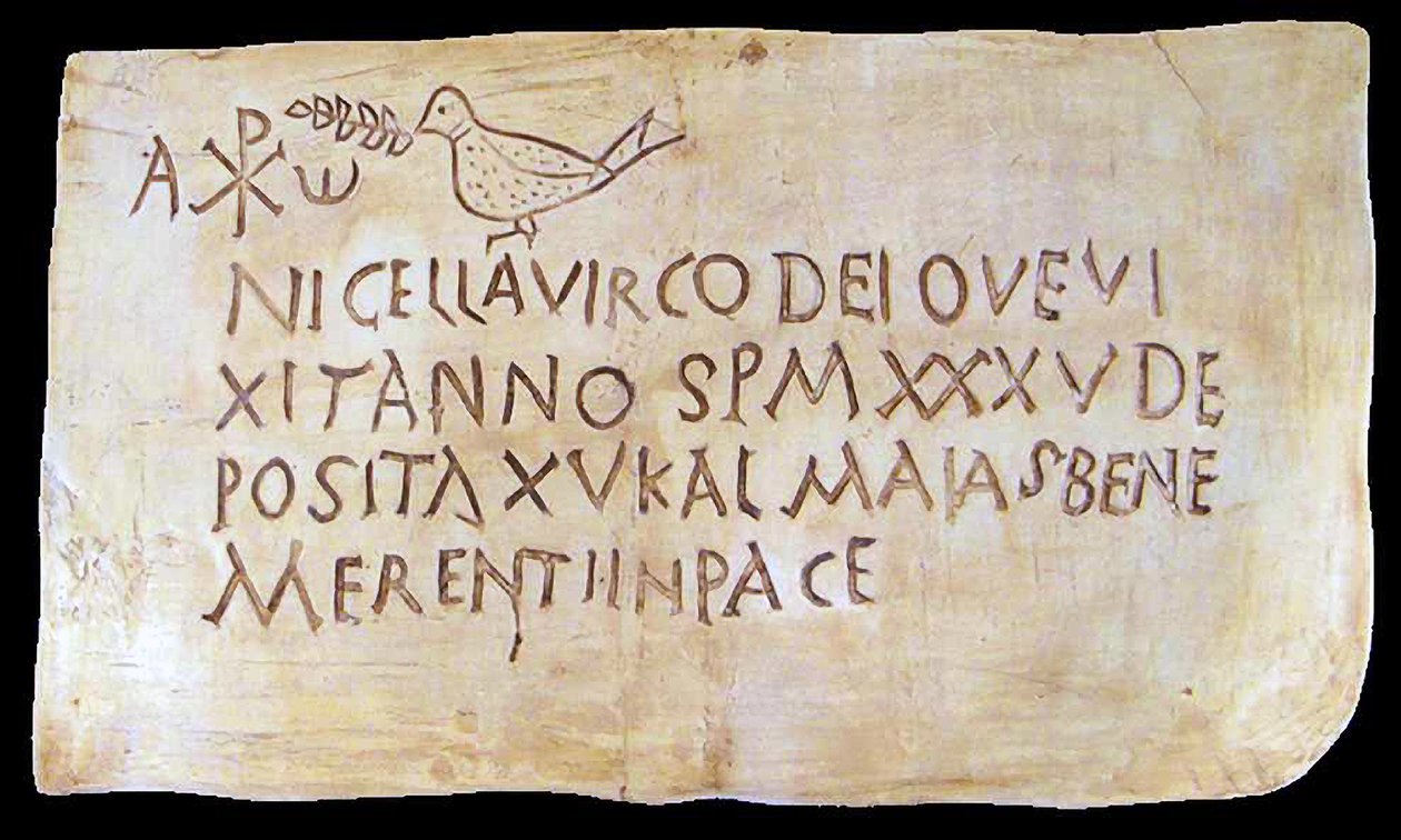 Inscripción funeraria de las catacumbas romanas con los primeros ...