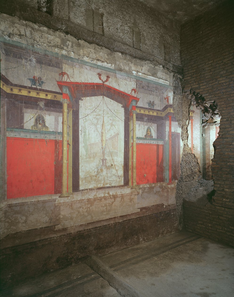 Vista interior de la casa con frescos que datan del 25 a.C. - 25 d.C. de Roman