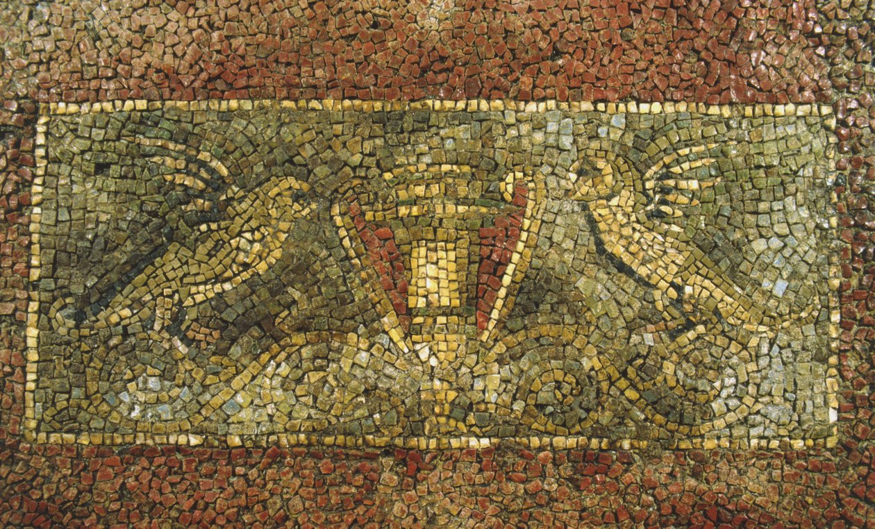 Mosaico de un edificio antiguo debajo de los cuarteles de los Coraceros en el Quirinal, Roma de Roman
