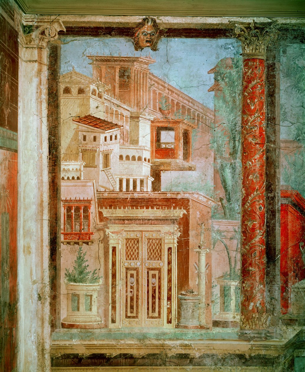 Panel del Cubiculum del dormitorio de la villa de P. Fannius en Boscoreale, Pompeya, c.50-40 a.C. de Roman