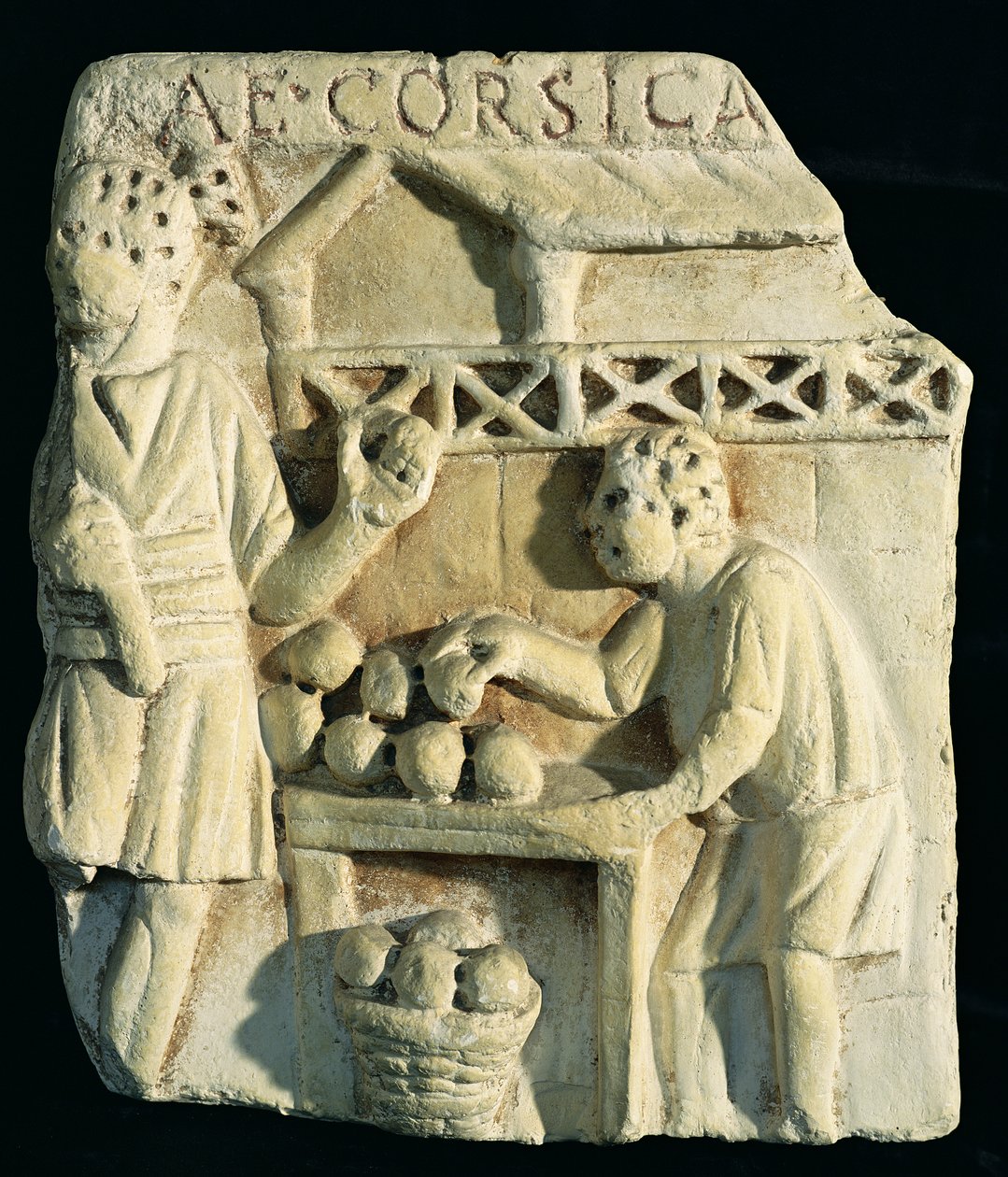 Relieve que representa a un vendedor de pan de Roman