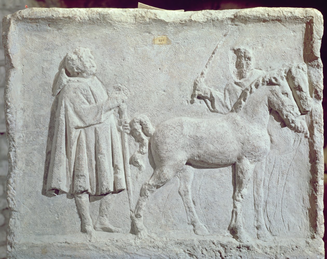 Relieve que representa un mercado de caballos, siglo II-III d.C. de Roman