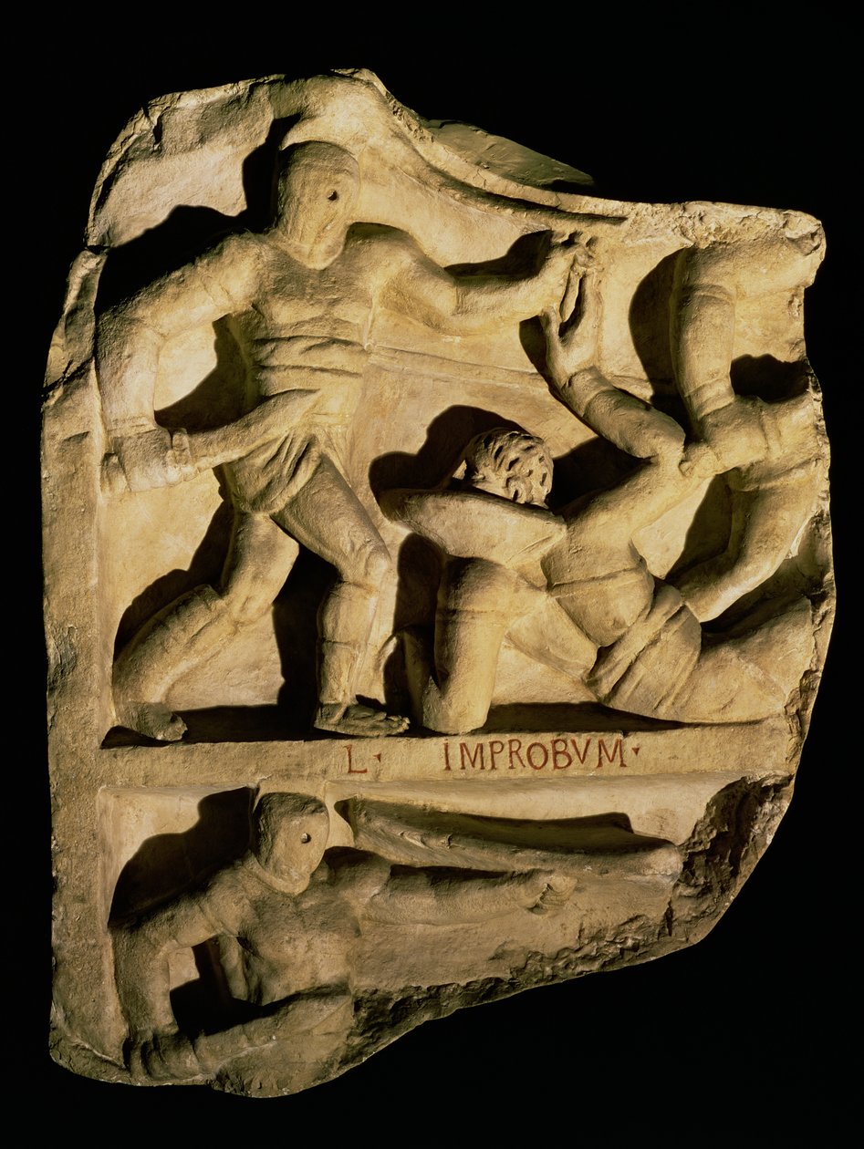 Relieve que representa a un samnita derrotando a un retiario de Roman