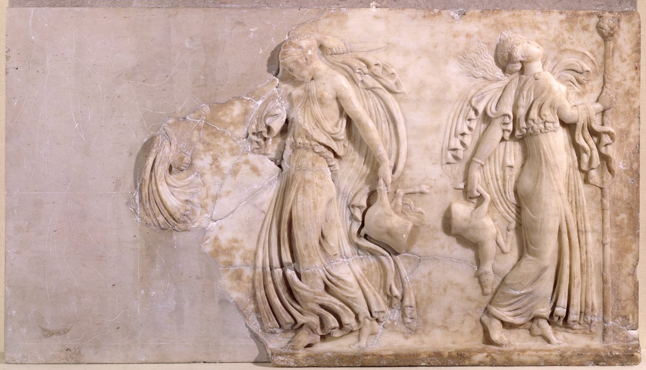 Relieve que representa ménades bailando, de Túnez (mármol) de Roman