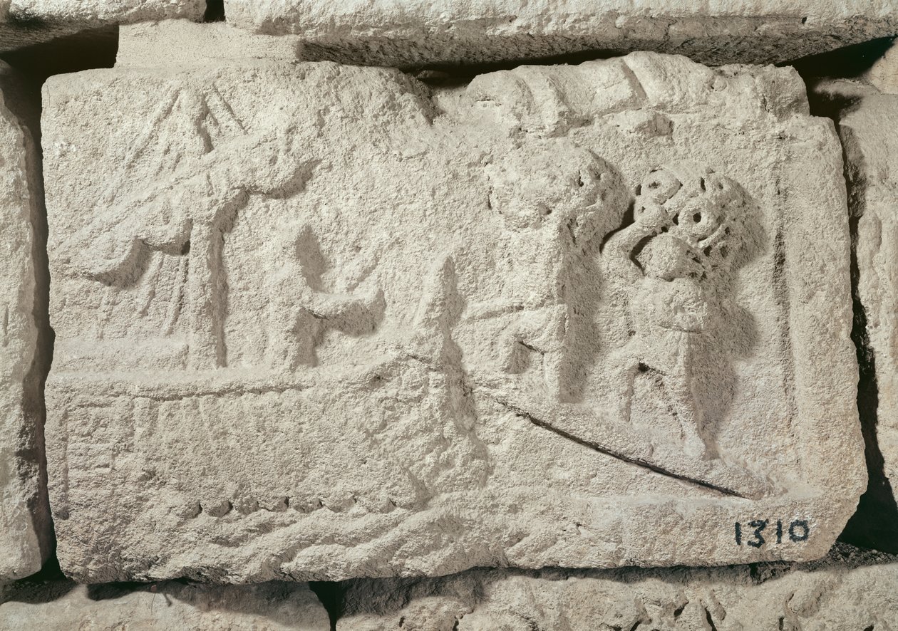 Relieve que representa la carga de un barco mercante, de una tumba de Roman