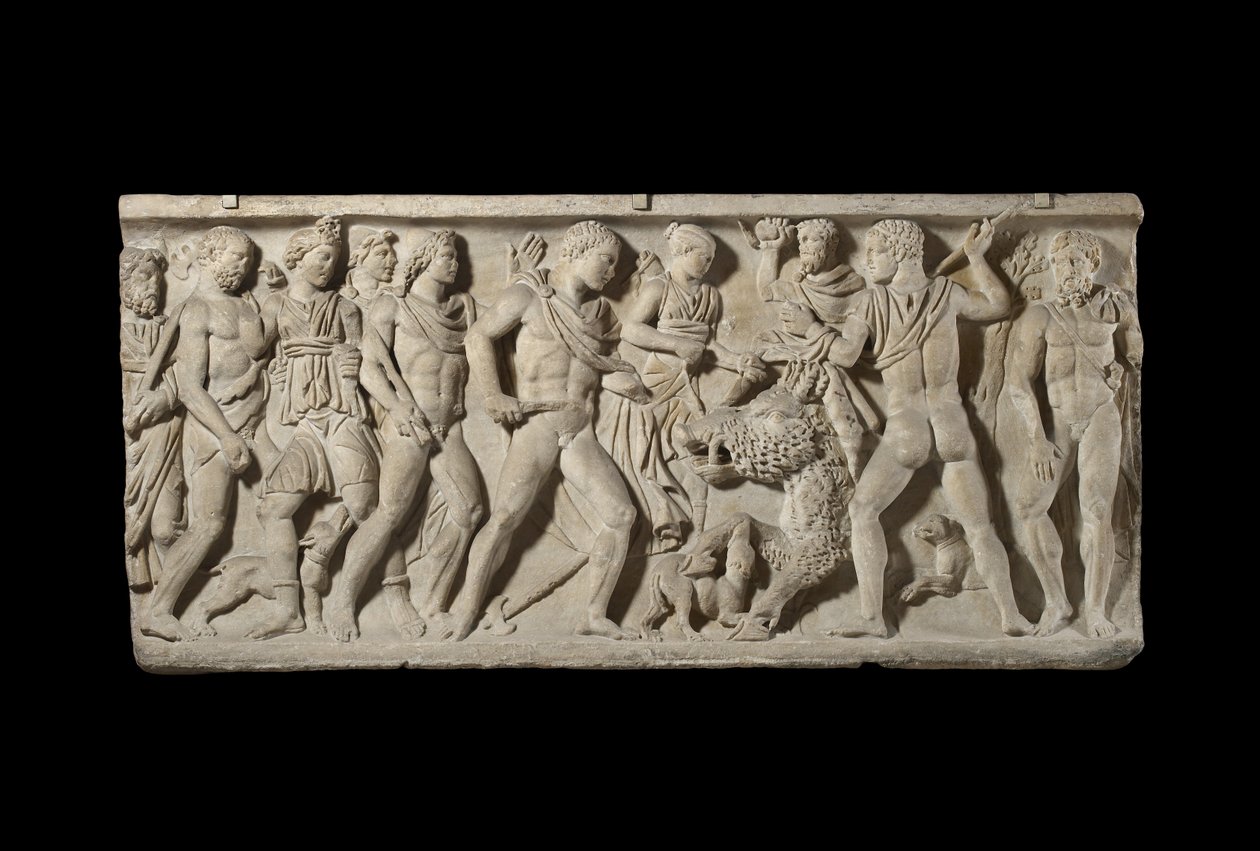 Relieve en sarcófago (mármol) de Roman