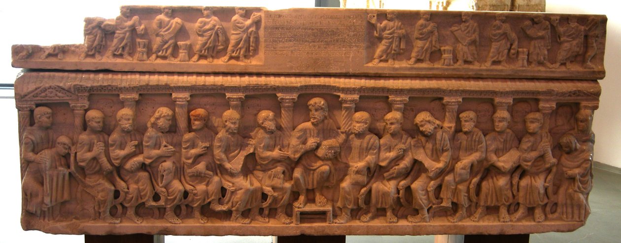 Sarcófago del obispo Concordio, Cristo y los apóstoles, 380-90 d.C. de Roman