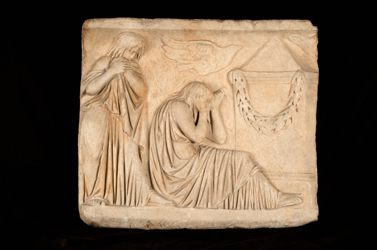 Sarcófago con una escena de duelo de Roman