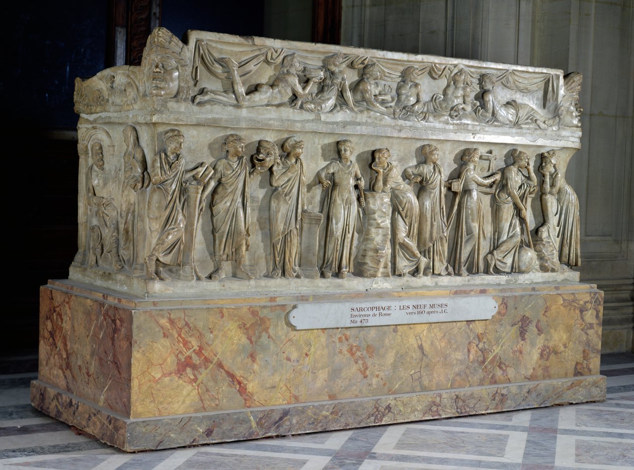 Sarcófago con friso de las Nueve Musas, c.160 d.C. de Roman