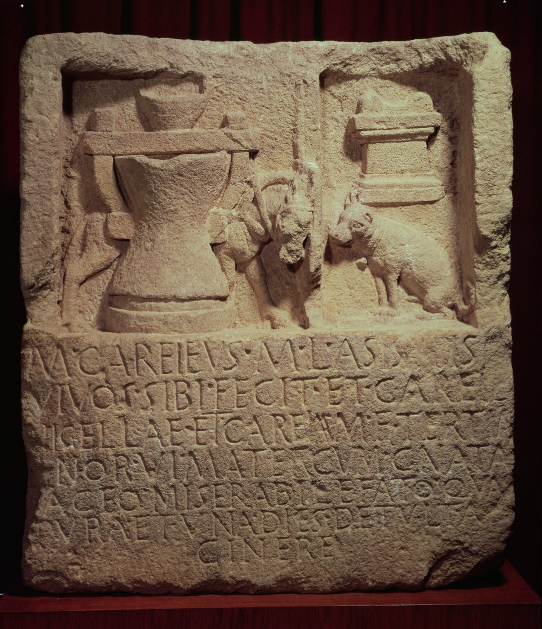 Estela del molinero Marcus Careius Asisa de Roman