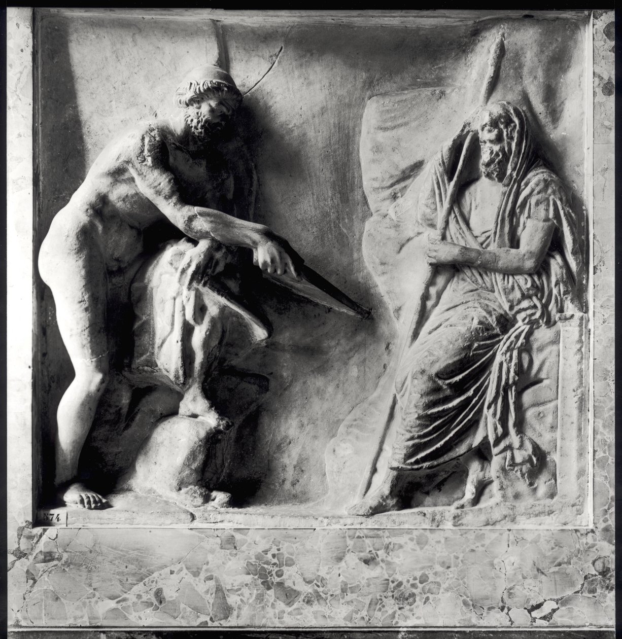 Ulises consultando a Tiresias, siglo I o II d.C. (mármol) de Roman