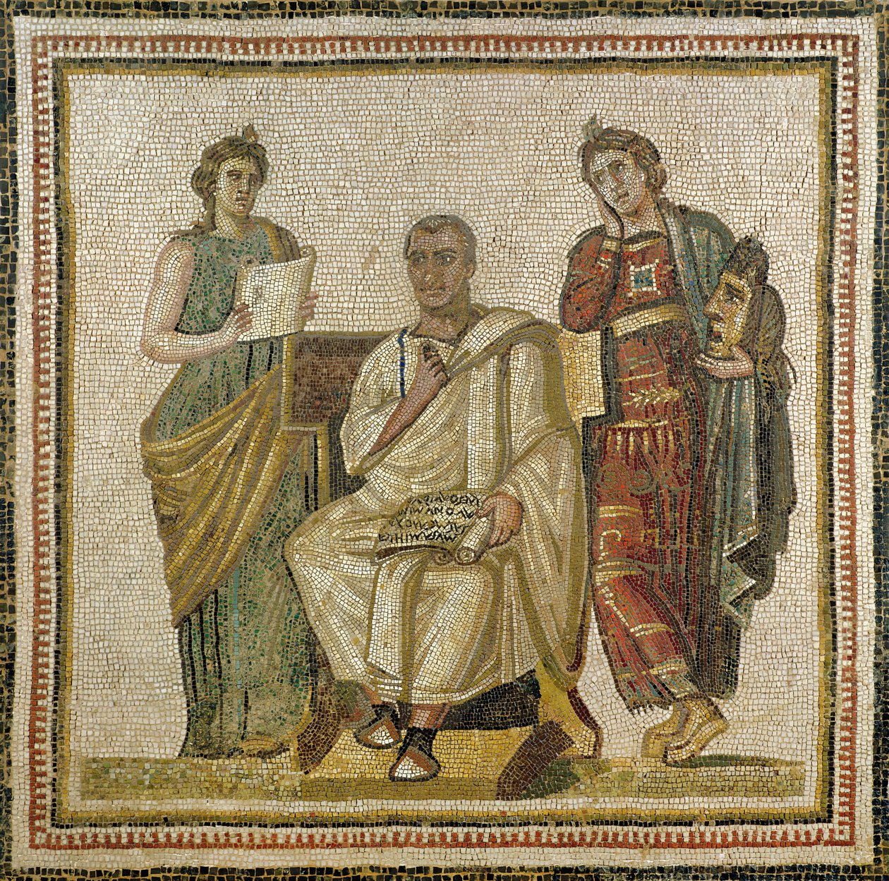 Virgilio (70-19 a.C.) y las musas, de Sousse (Hadrumetum) de Roman
