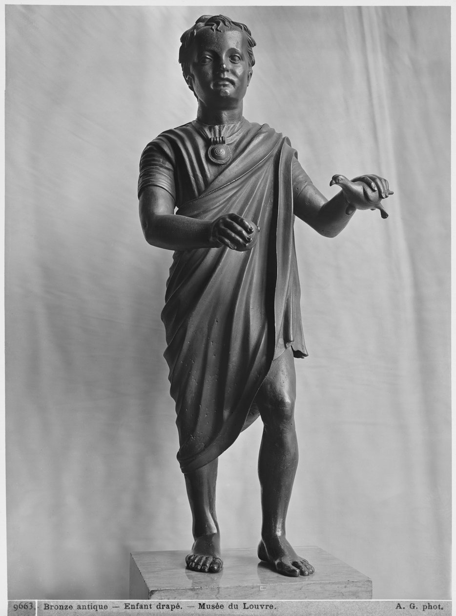 Niño joven con un pájaro, tardío republicano de Roman