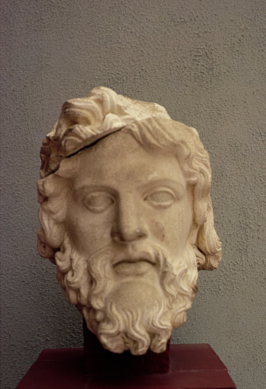 Zeus, 69-96 d.C. (mármol) de Roman