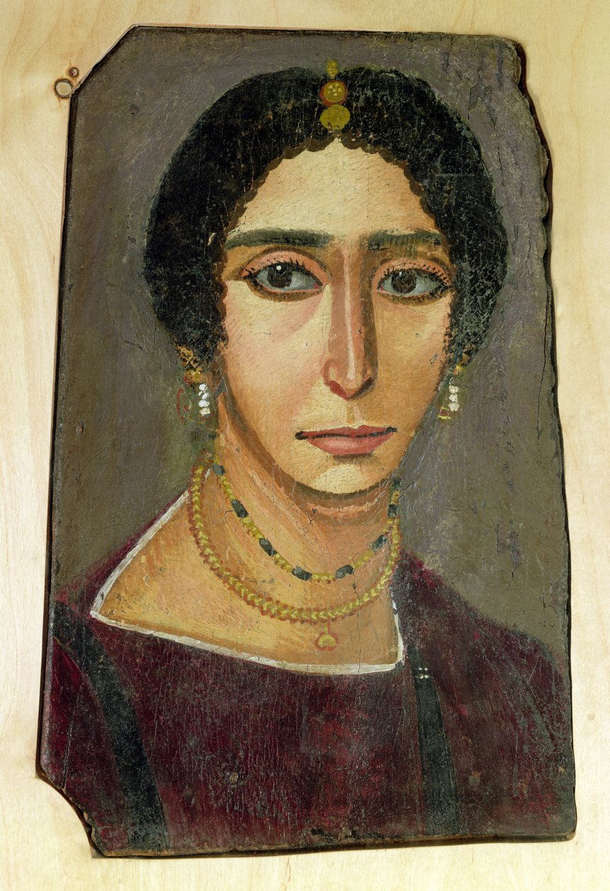 Retrato de una mujer, de Fayum, siglo I-IV (cera encáustica sobre madera) de Roman Period Egyptian