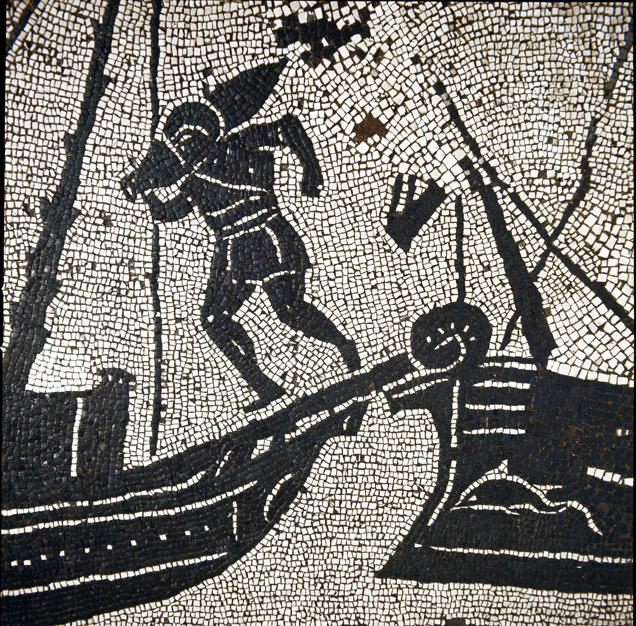 Un barco de Cagliari regresando al puerto de Ostia (mosaico) de Roman