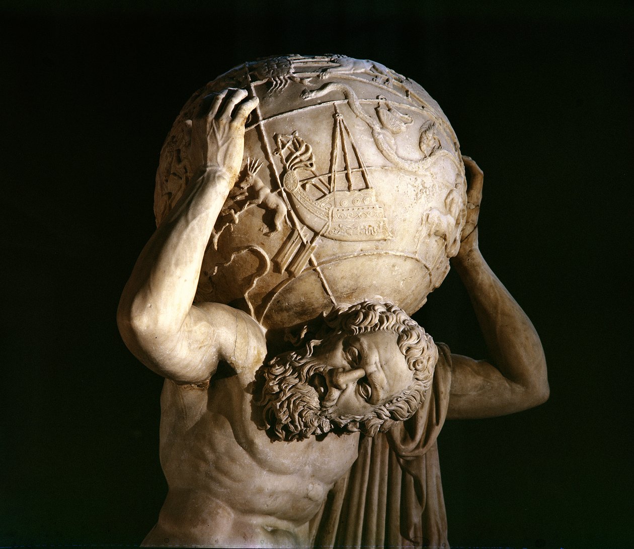 Atlas, copia de un original griego helenístico (detalle) de Roman