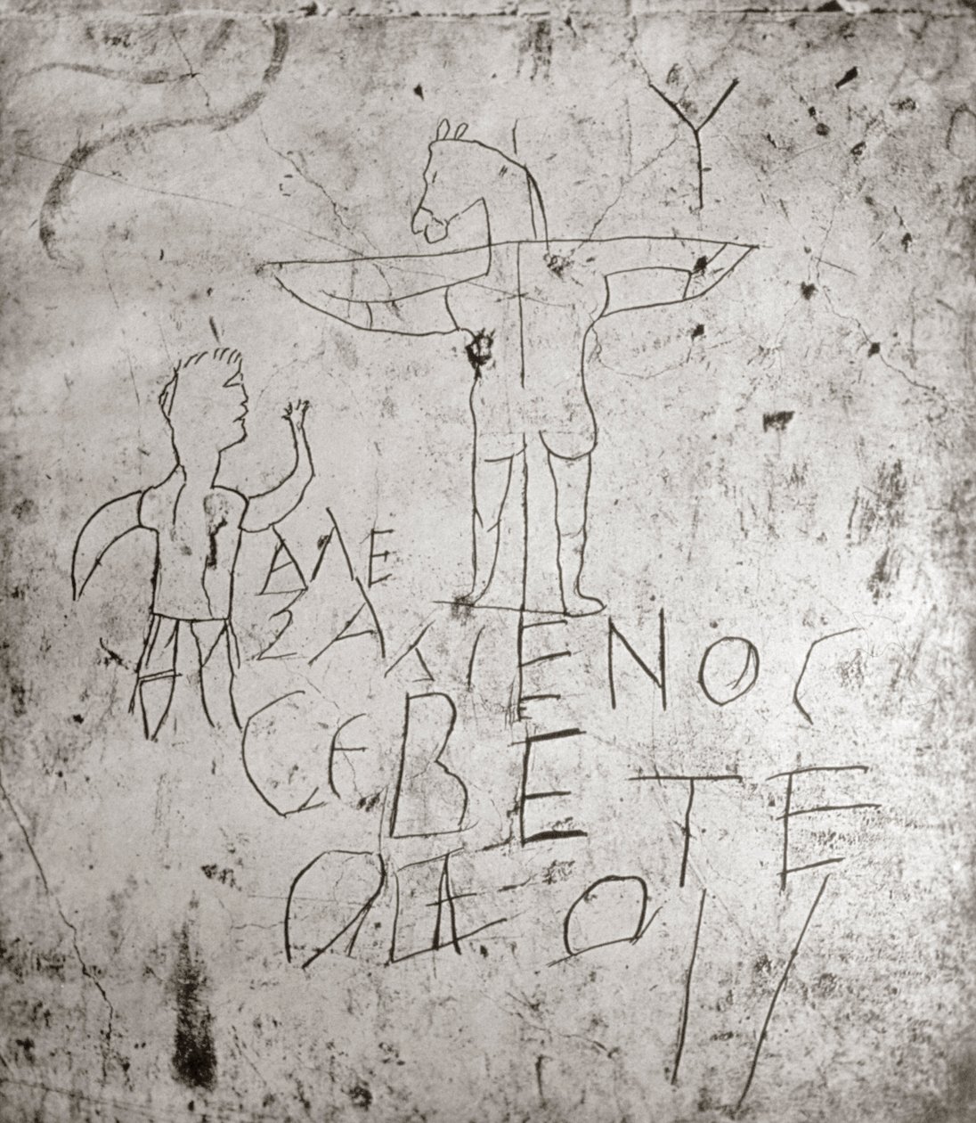 Graffiti blasfemo de una Crucifixión de Roman