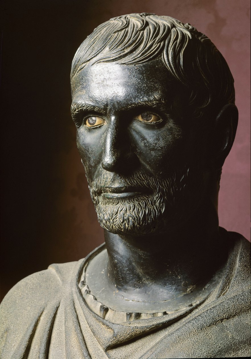 Busto de Bruto (Bruto Capitolino) - Escultura de bronce. 300 a.C., Dim. 79 cm - Roma, Museos Capitolinos, Palazzo dei Conservatori, Sala dei Trionfi de Roman