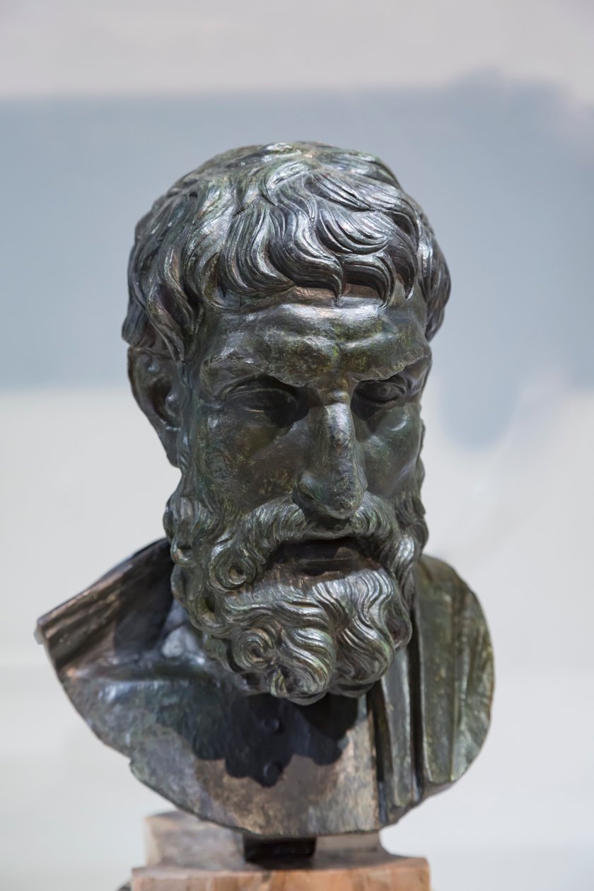 Busto de Epicuro (bronce) de Roman
