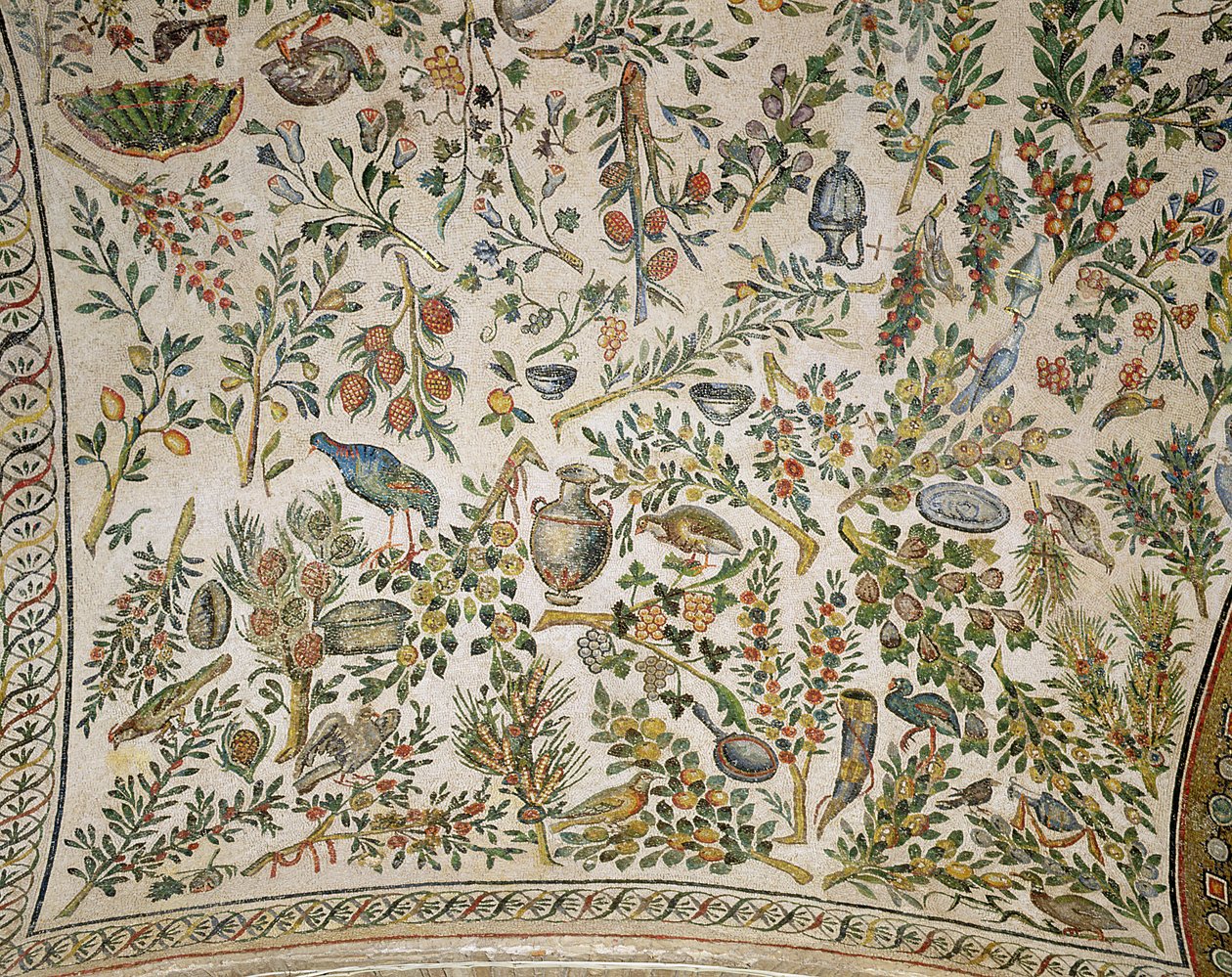 Decoración de techo con flores y pájaros de Roman