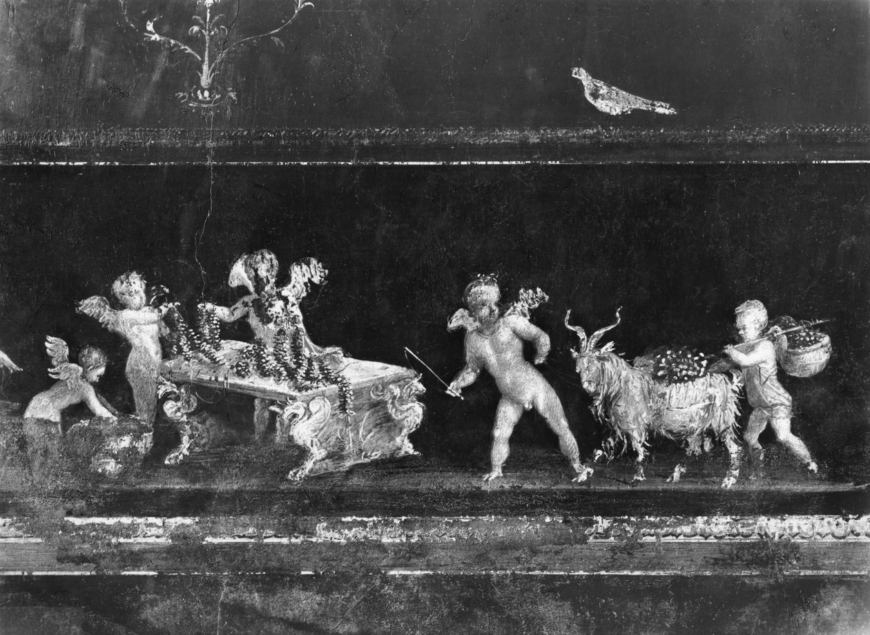 Querubines Vendiendo Flores, Friso del Oecus de la Casa de los Vettii, c.50-79 d.C. de Roman