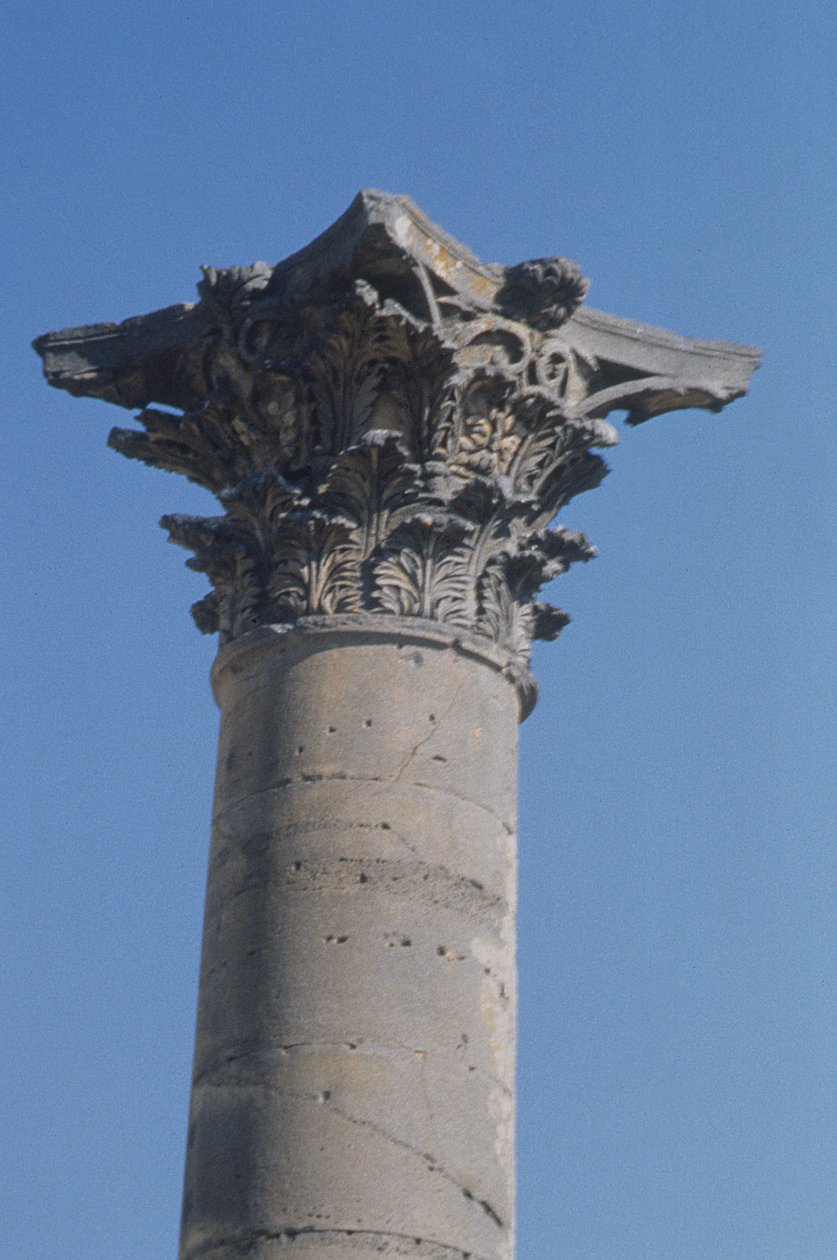 Columna con un capitel corintio del ninfeo, romano, siglo II de Roman