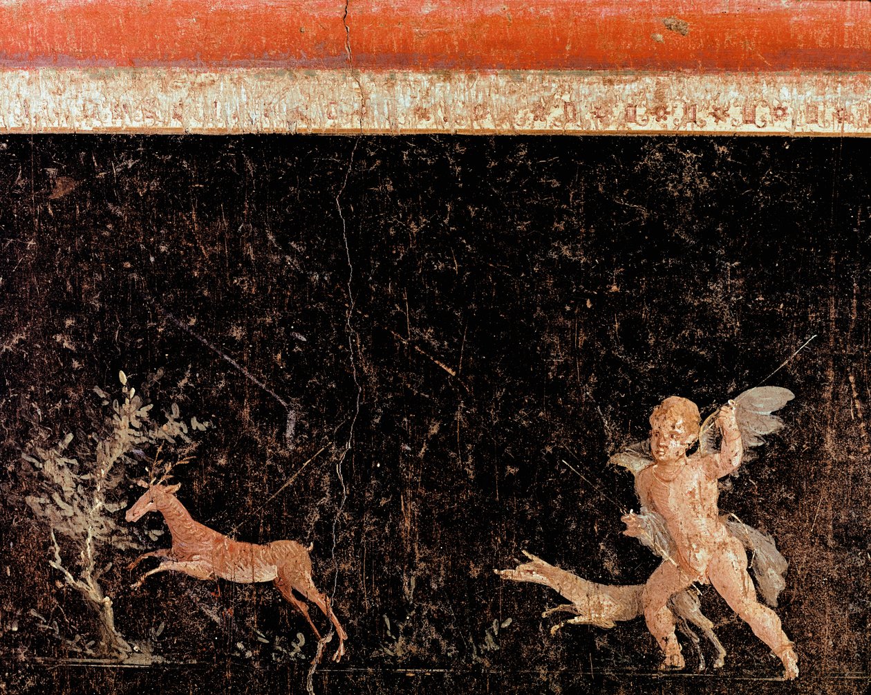 Cupido cazando el ciervo (fresco) de Roman