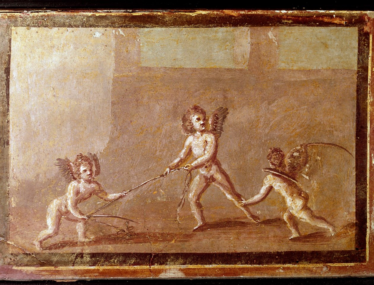 Cupidos jugando con una cuerda (fresco) de Roman