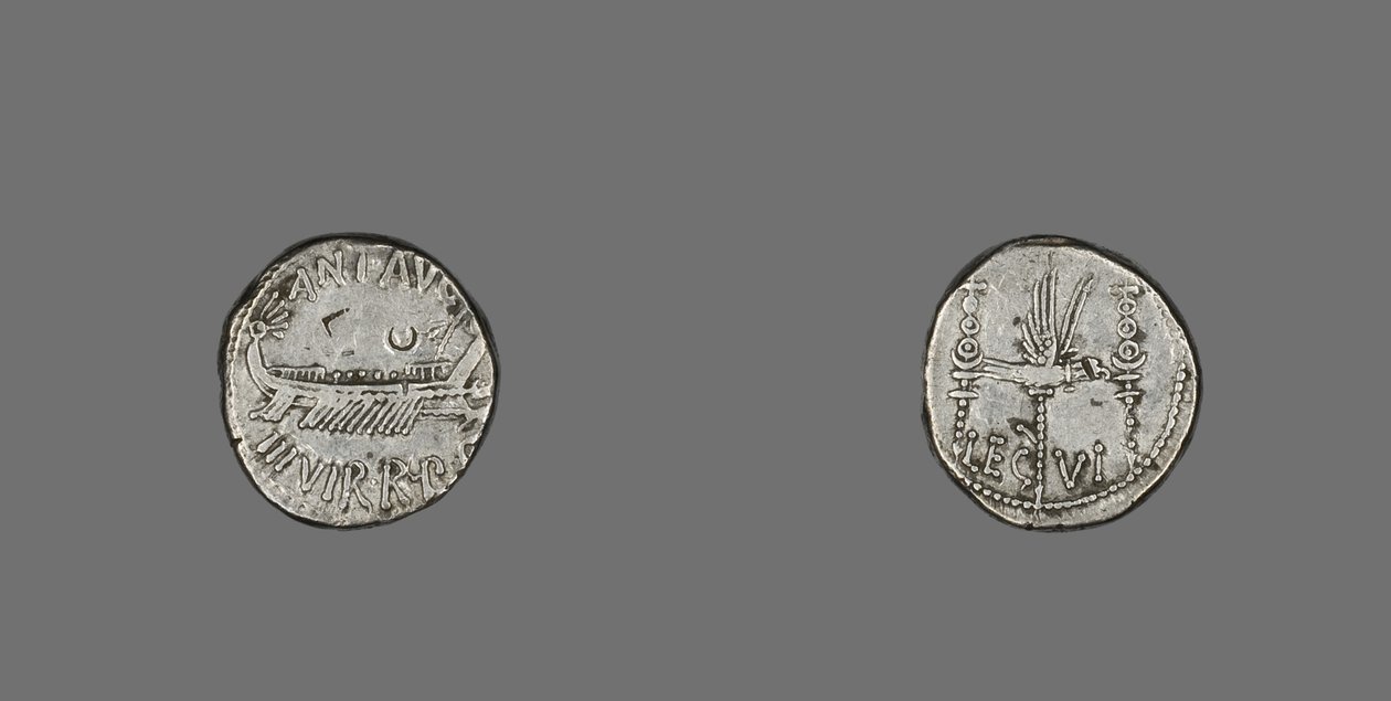 Denario con una galera de Roman