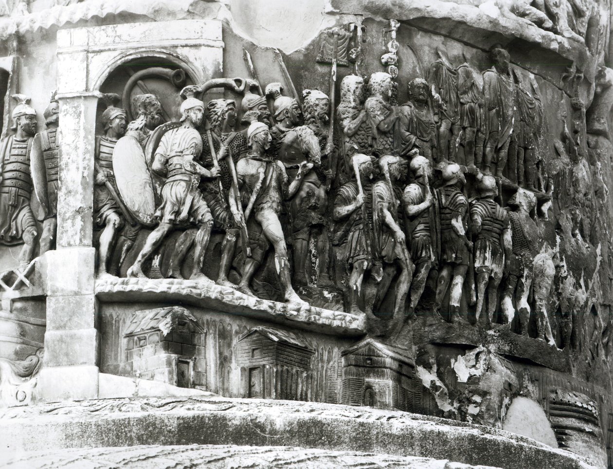 Detalle de la Columna de Marco Aurelio (Colonna Antonina), 180-196 d.C. (mármol) de Roman