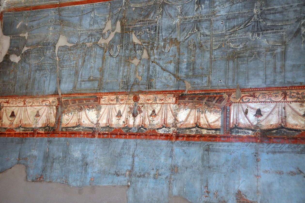 Detalle de un fresco romano en Herculano (fresco) de Roman