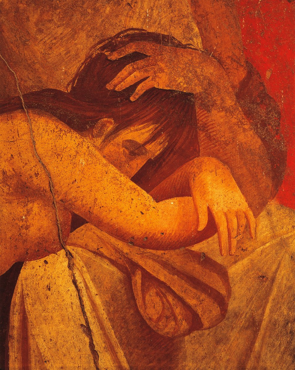 Detalle del fresco que representa Flagelados, Segundo Estilo Pompeyano, de la Villa de los Misterios, Pompeya, Civilización Romana de Roman